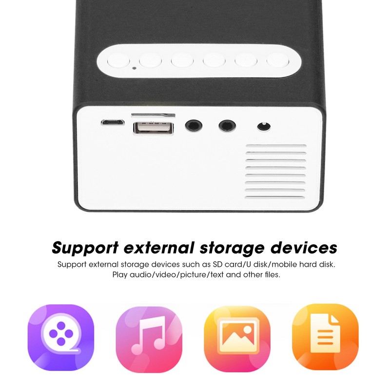 Mini Household Projector Portable LED Home Media Video Player Kid's