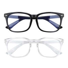 AFNWQI Fashion Square Blue Light Blocking Glasses - Clear Computer & Gaming Glasses for Women and Men