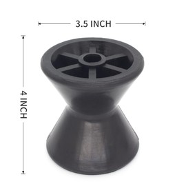 GlückMarine 7" X 4" Boat Trailer Roller Assembly with 1/2 Inch Shaft Bow Stop Black