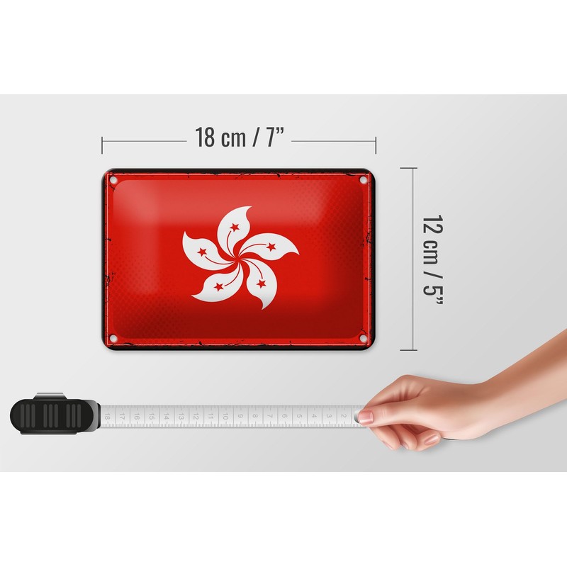 Tin Sign Hong Kong Flag 18 x 12 cm Retro