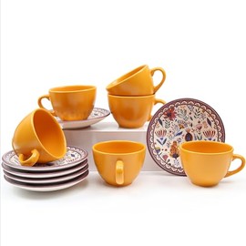 Trendmiya 6-Piece Tea and Coffee Cup Set - Stylish and Durable Cup Set | Orange