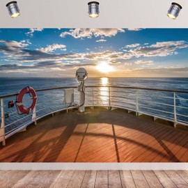 7x5ft Cruise Ship Backdrop Cruise Theme Party Photography Background Summer Tropical Ocean Sunset Scenery Decorations Banner Marine Sailor Nautical Birthday Party Photo Booth Props