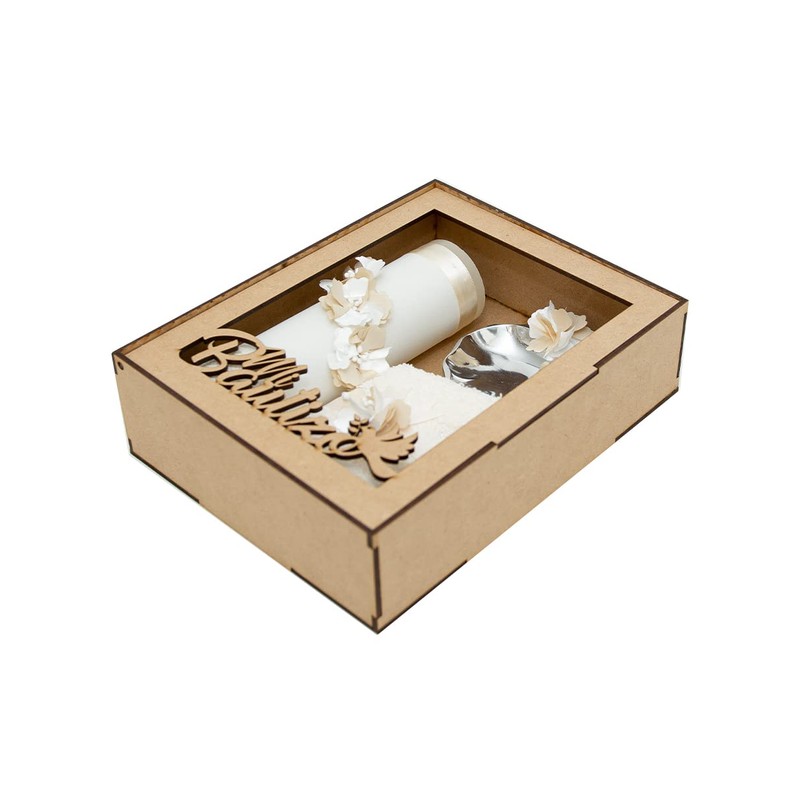 Generic Kit de Bautizo Vela Redonda 3 flores concha de