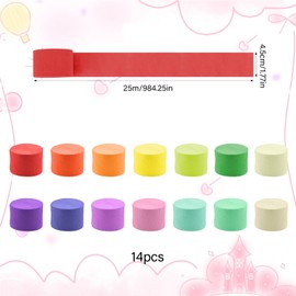 XIAQICA 14 Rolls Crepe Paper Crepe Tapes 4.5 cm x 25 m Crepe Paper 14 Colours Crepe Tape Colourful Crepe Paper Tissue Paper Streamer for Wedding DIY Easter Birthday Party Decoration Crafts
