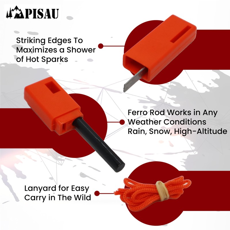 Fire Starter Flint Emergency Waterproof for Camping, Fishing and Hunting