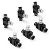 EterMutable LSA3/8 6Packs 3/8"OD Black Quick-Connect Pneumatic Fittings – Push-to-Connect