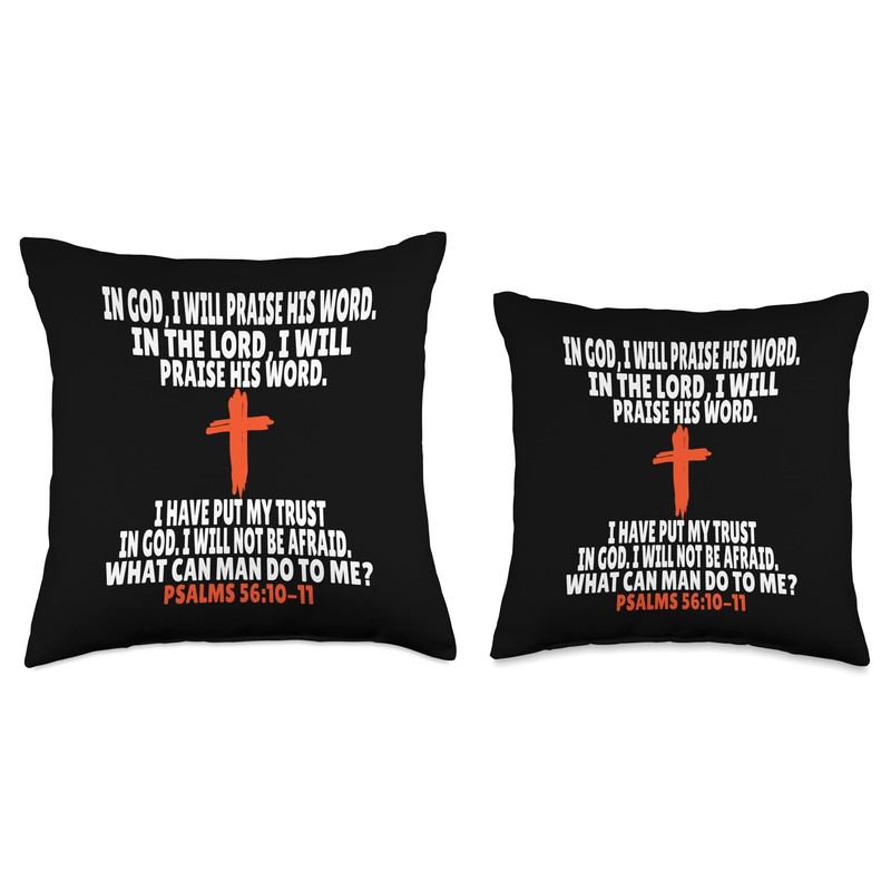 Psalms 56:10-11 Bible Verses Scripture Throw Pillow