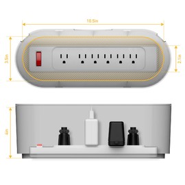 D-Line Cable Management Box, Power Strip Holder, Floor Outlet Hiders, Desk Cord Organizer, Cover TV Wires, Wire Storage, Extension Hider, Office Concealer for Cords - Small, Wood-Effect Lid