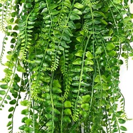 Genérico Juego de 2 helechos Artificiales para Exteriores Plantas Colgantes Falsas Resistentes a los Rayos UV para Paredes e Interiores cestas...     
