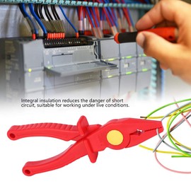 Oumefar Insulated Plastic Pliers, 1000V High Voltage Insulated Electrician Pliers Multi-Functional Cutting Pliers Flat Nose 7.7 Inch for Instrument Installation