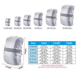 PATIKIL Waterproof Backpack Rain Cover, Non-Slip Backpack Cover with Reflective Strap, Stay Dry for Hiking, Camping, Hunting, Silver tone