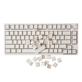 GK GAMAKAY 131 Keys Side Printed White Keycap Set, Shine Through Custom Keycaps, PBT Original Cherry Profile Keycap for 61/64/68/75/81/87/104/108 Layout Mechanical Gaming Keyboard (White-Grain)
