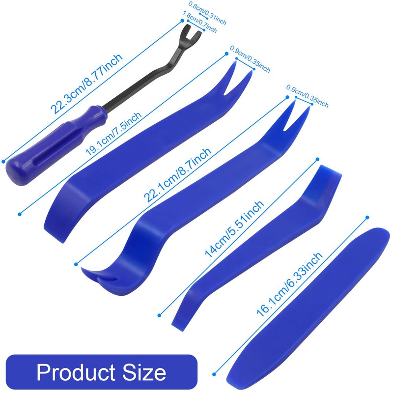 Abnaok Trim Removal Tool, 5 Pcs Plastic Pry Tools Fastener