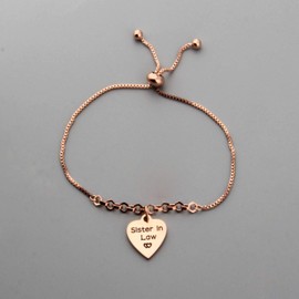PLITI Sister In Law Gift Rose Gold Sister In Law Slide Bracelet Sister of The Groom Gift For Her (sister inLaw RG)