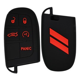 Silicone Key Fob Cover, 5 Button Remote Key Protection Case for Dodge Charger Challenger Dart Durango Journey (1 Black Key Fob Case)