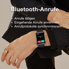 Smartwatch Calling, Fitness Tracker 1.69 Inch Touchscreen Fitness Watch with Blood Pressure Measurement Calorie Music Pedometer Heart Rate Sleep Analysis Sports Watch Smart Watch for Android iOS