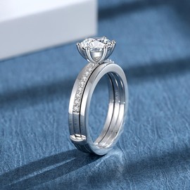 JIEKAYUAN Moissanite Bridal Ring Sets for Women 2.2CTTW (2CT Center) Wedding Ring Set S925 Sterling Silver Engagement Rings for Wife Her Wedding Valentines Anniversary (7.5)