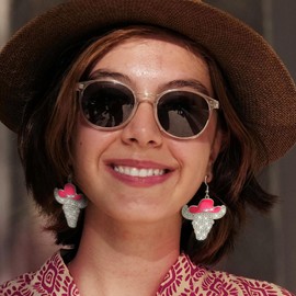 Sparkly Rhinestone Western Earrings for Women Cowgirl Enamel Hat Cow Bull Head Dangle Earrings Country Earrings Rodeo Cowboy Party Concert Disco Outfits Jewelry for Women, Zinc, Rhinestone