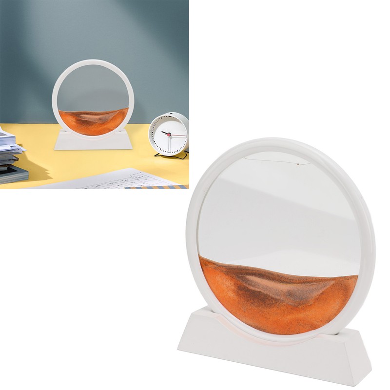 Moving Sand Art Round White Frame 3D High Transparent Glass