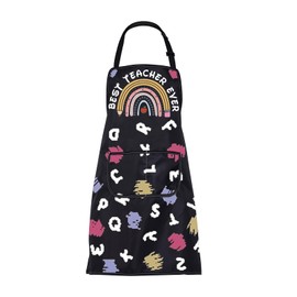 FUSTMW Teacher Apron with Pockets Teacher Appreciation Gifts Best Teacher Ever Gifts Cooking Kitchen Chef BBQ Grill Apron, Teacher Apron, One Size