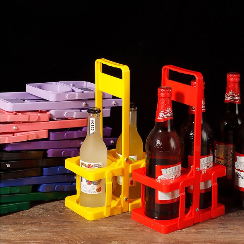 AIYoo Portable Plastic Drink Carrier,Reusable Red Beer Bottle Coffee Cup