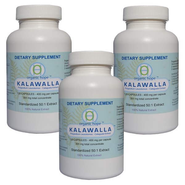 Kalawalla Polypodium Leucotomos Herb, Immune Support, Skin, (3 bottles) Save $12