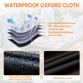 NEVERLAND BBQ Cover - 420D Oxford Large Barbecue Cover Waterproof, Windproof, Rip-Proof and UV Resistant Heavy Duty Barbecue Covers Gas BBQ Grill Cover with Click-Close Straps(147L x 61W x 122H cm)