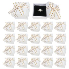 Nwvuop 24 Pack 4× 4× 3 cm Small Gift Boxes for Jewellery, Jewellery Ring Earring Gift Box Cardboard Ring Gift Boxes for Wedding Birthday Anniversaries(White)