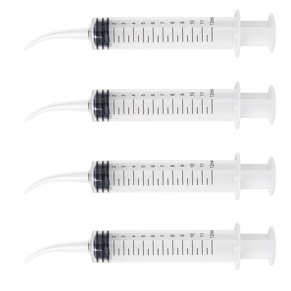 JAZOKA 4 Dental Irrigation Syringe 12cc Graduated Syringe Cleaning Curved