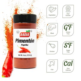 Badia Paprika, 4 oz – Mild Sweet Flavor for Cooking Rice, Seafood, Stews, Garnishing, Grilling & Seasoning