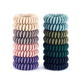QIUTIMIY 16Pcs Spiral Hair Ties, (Vintage Frosted) Hair Elastic Coils for Women and Girls, Waterproof Phone Cord Hair Scrunchies Accessories Bands for Ponytails and Updos