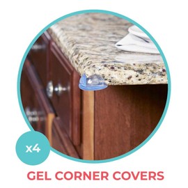 Toddleroo by North States - Gel Corner Protectors for Baby Proofing: Furniture Corner & Edge Safety Bumpers - 4 Pack - Clear