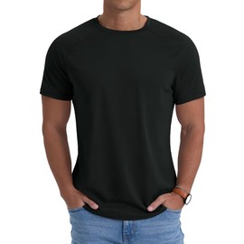 PrinStory Mens T-Shirts Quick Dry Short Sleeves Tops Lightweight Workout Running Athletic Tee Shirt Tops (Black,S)