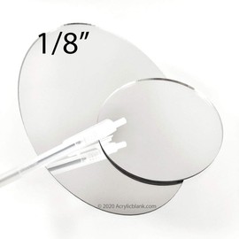 AcrylicBlank Acrylic Silver Mirror Circle Disc Round, Set of 4 Pieces (1/8" Thick Silver Mirror, 2.5" Diameter)