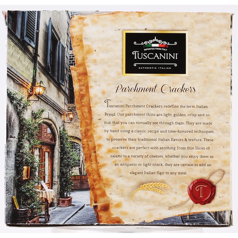 Tuscanini parchment Crackers, Olive Oil and Oregano 3.5oz (2 Packs)