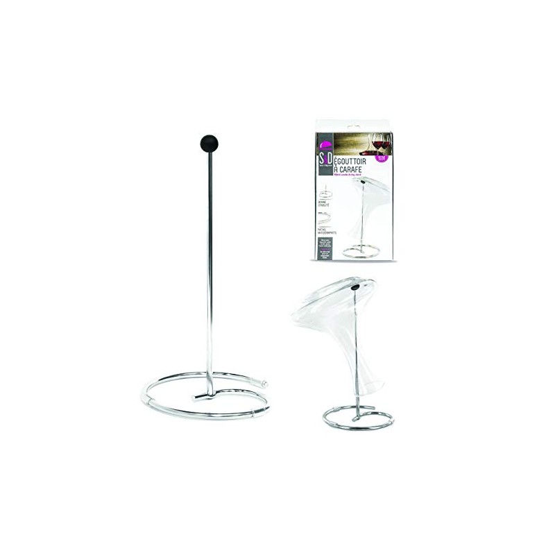 Saveur et Degustation KV7083 Silver Decanter Dryer - 16.8 x 16.8 x 32.2cm
