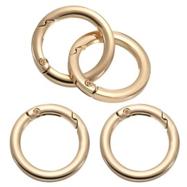 PATIKIL 41mm OD Flat Trigger Spring O Rings, 4 Pack Metal Round Clasp Clip Snap Spring Keyrings Hook Buckle for Purse Handbag Craft Making, Gold Tone