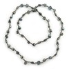 Avalaya Long Slate Black Shell Nugget, Grey Glass Bead Single