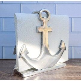 Ebros Gift Aluminum Sailor Marine Sea Ship Anchor Decorative Paper Napkin Holder Sculpture