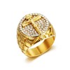 LAIMIUMIU33 Iced out Cross Ring for men CZ ring Hip Hop ring 316 Stainless Steel Radiant Biker Rings Bling Cuban style Iced Out Jewelry Punk Ring Club ring Heavy Metal ring Ceremony plated Gold (11)
