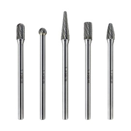 Carbide Burrs Set 5pcs Extra Long Shank Carbide Rotery Burr File Double Cut 1/4 Inch Shank 4 Inch Long Burr Bits For Die Grinder Bits