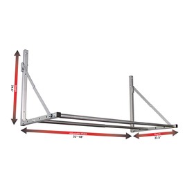 HyLoft 01031 Wall-Mounted Folding Tire Storage Loft Rack, 32 to 48 Inches Wide, Supports 300 Pounds and Folds Flat, Silver