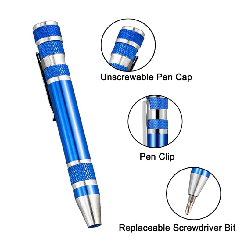8 in 1 Screwdriver, Black Multitool Pocket Pen Screwdriver Portable