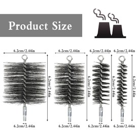 CAUTIOUS 4 Pieces Stove Pipe Brush, Round Boiler Brush, Chimney Brush, Diameter 30, 50, 80, 110 mm, Wire Brush, Chimney Brush, Multifunctional Pipe Brush for Stove Pipe, Chimney