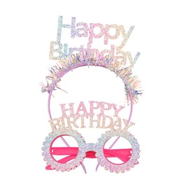 Happy Birthday Headband Party Favor Birthday Eyeglasses for All Bday Hair Accessories Supplies Bday Hairband for Women Girls Birth Day Hair Band Hoop Decorations Birth Day Costume Headwear Eye Wear