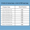 Klmnop OPP Stamp Protection Bags in 8 Models, 100pcs Each,