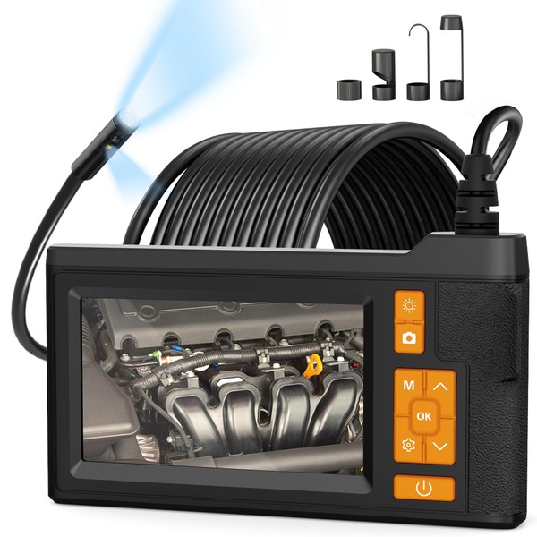 Endoscope Camera with Light – Dual Lens Borescope, 4.3" Display,