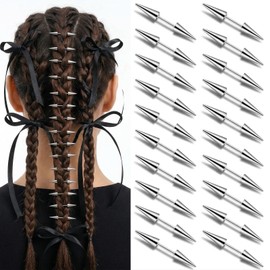 Nogeqi 20 Pcs Hair Spikes Goth Hair Clips for Women, Punk Spiked Emo Style Alt Hair-Accessories, Alternative Hairs Jewelry for Braids, Buns, Silver