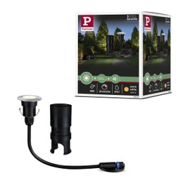 Paulmann Licht Paulmann 93697 Outdoor Plug & Shine Floor Mini, Steel Stainless Steel, Warm White (3,000 K), Single 2.5watts 24volts