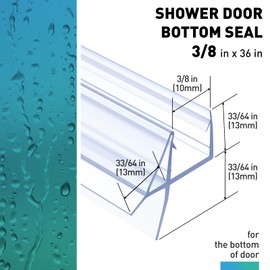 FCSOTSPS Shower Door Bottom Seal, 2 PCS 3/8" x 36" Shower Door Sweep for 3/8 Inch Glass, Frameless Glass Door Seal Strip,Stop Shower Leaks and Create a Water Barrier (10MM)